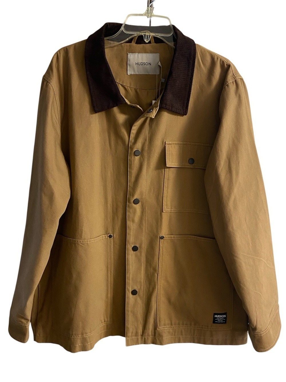 Hudson  Brown Tan Field Jacket with Dark Brown Corduroy Collar XL NWT